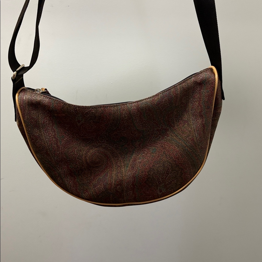 Etro Paisley Crossbody Shoulder Bag w/ Adjustable Brown Webbed Strap 2021 Model